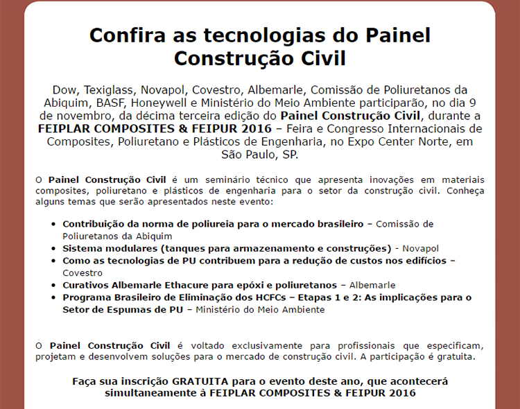 Confira as tecnologias do Painel Construção Civil