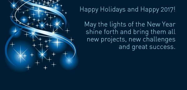 May the lights of the New Year shine forth and bring them all new projects, new challenges and great success.
