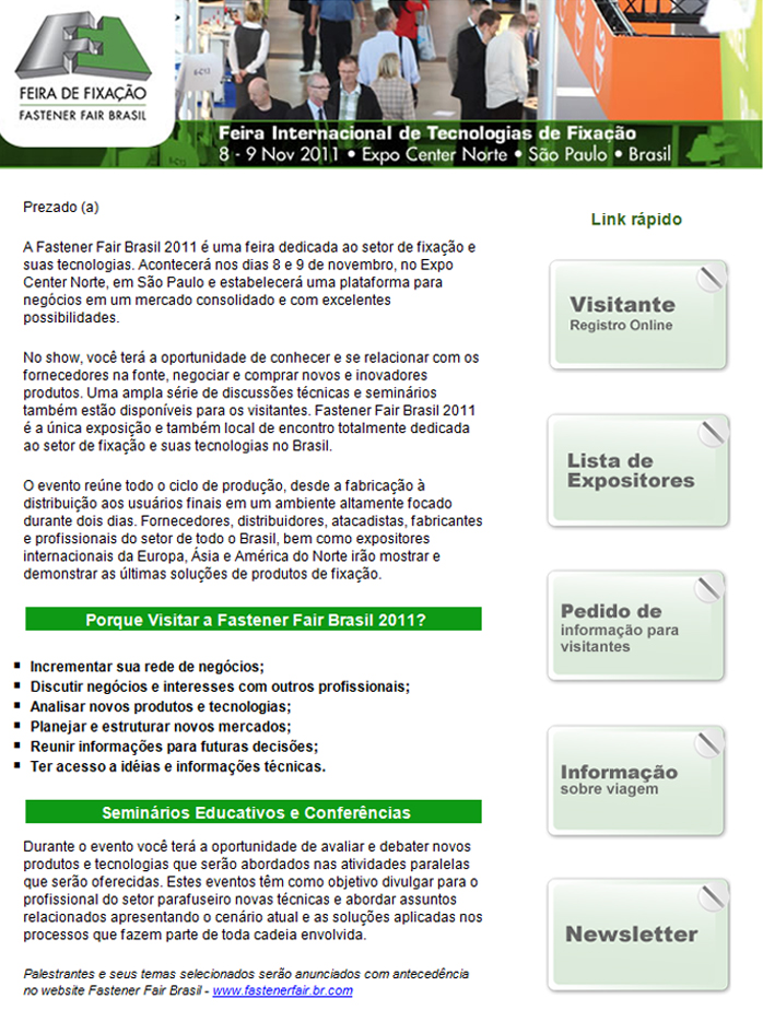 Feira de Fixa��o - Fastener Fair Brasil | Feira Internacional de Tecnologias de Fixa��o