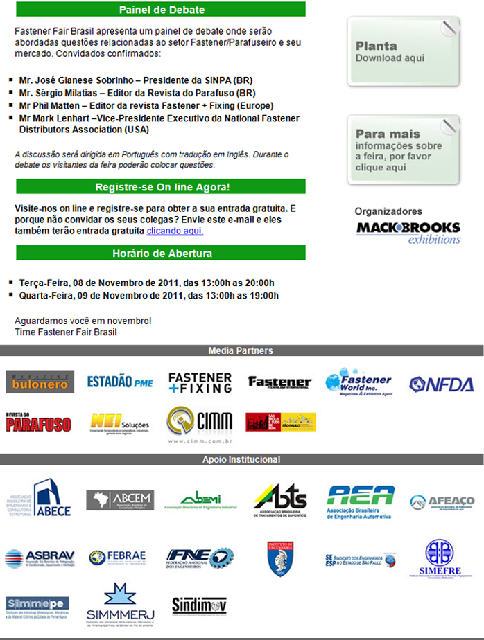 Feira de Fixa��o - Fastener Fair Brasil | Feira Internacional de Tecnologias de Fixa��o