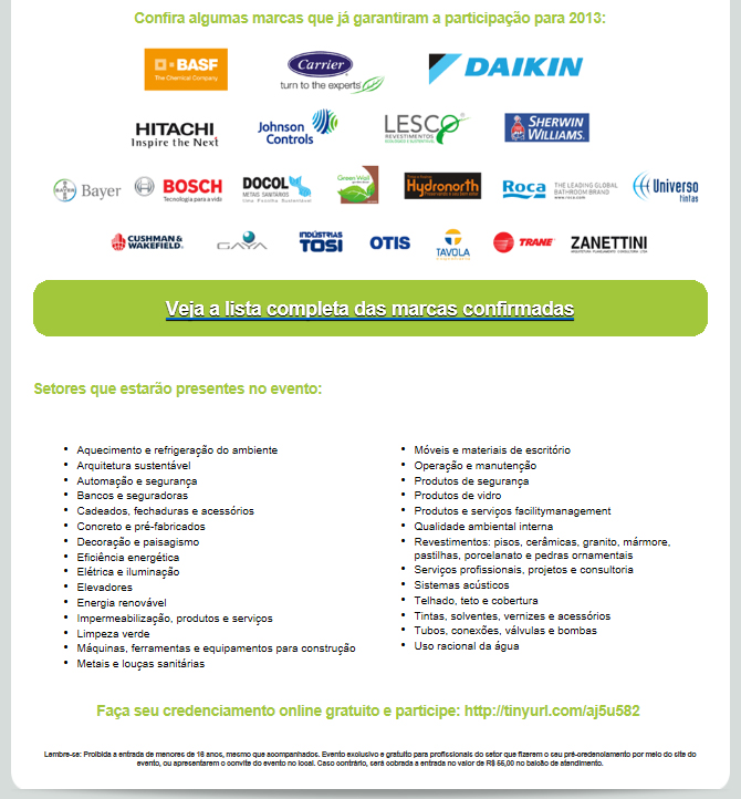 Lista completa das marcas confirmadas